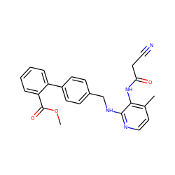 COC(=O)c1ccccc1-c1ccc(CNc2nccc(C)c2NC(=O)CC#N)cc1 ZINC000028358077