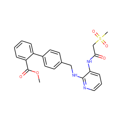 COC(=O)c1ccccc1-c1ccc(CNc2ncccc2NC(=O)CS(C)(=O)=O)cc1 ZINC000028523129