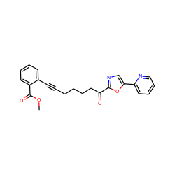 COC(=O)c1ccccc1C#CCCCCC(=O)c1ncc(-c2ccccn2)o1 ZINC000014979998