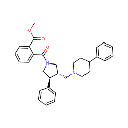 COC(=O)c1ccccc1C(=O)N1C[C@H](CN2CCC(c3ccccc3)CC2)[C@@H](c2ccccc2)C1 ZINC000003921827