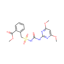 COC(=O)c1ccccc1CS(=O)(=O)NC(=O)Nc1nc(OC)cc(OC)n1 ZINC000001532062