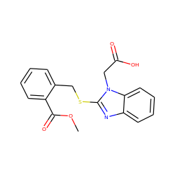 COC(=O)c1ccccc1CSc1nc2ccccc2n1CC(=O)O ZINC000084655490