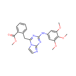 COC(=O)c1ccccc1Cc1nc(Nc2cc(OC)c(OC)c(OC)c2)nc2nccn12 ZINC000299854814