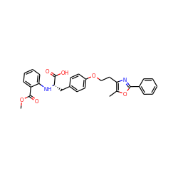 COC(=O)c1ccccc1N[C@@H](Cc1ccc(OCCc2nc(-c3ccccc3)oc2C)cc1)C(=O)O ZINC000049748569