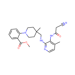 COC(=O)c1ccccc1N1CCC(C)(CNc2nccc(C)c2NC(=O)CC#N)CC1 ZINC000028356997