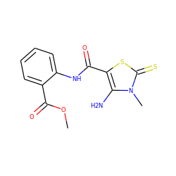 COC(=O)c1ccccc1NC(=O)c1sc(=S)n(C)c1N ZINC000004295217