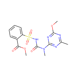 COC(=O)c1ccccc1S(=O)(=O)NC(=O)N(C)c1nc(C)nc(OC)n1 ZINC000000900618