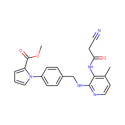 COC(=O)c1cccn1-c1ccc(CNc2nccc(C)c2NC(=O)CC#N)cc1 ZINC000028348079