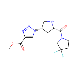 COC(=O)c1cn([C@@H]2CN[C@H](C(=O)N3CCC(F)(F)C3)C2)nn1 ZINC000207127516