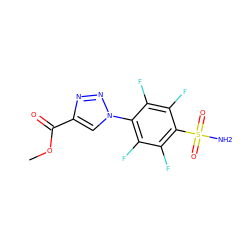 COC(=O)c1cn(-c2c(F)c(F)c(S(N)(=O)=O)c(F)c2F)nn1 ZINC000095921300