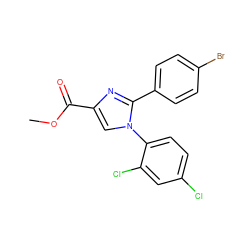 COC(=O)c1cn(-c2ccc(Cl)cc2Cl)c(-c2ccc(Br)cc2)n1 ZINC000013642422