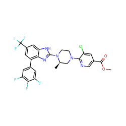 COC(=O)c1cnc(N2CCN(c3nc4c(-c5cc(F)c(F)c(F)c5)cc(C(F)(F)F)cc4[nH]3)[C@H](C)C2)c(Cl)c1 ZINC000038157610