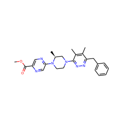 COC(=O)c1cnc(N2CCN(c3nnc(Cc4ccccc4)c(C)c3C)C[C@@H]2C)cn1 ZINC000201144819