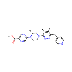 COC(=O)c1cnc(N2CCN(c3nnc(Cc4ccncc4)c(C)c3C)C[C@H]2C)cn1 ZINC000139809613