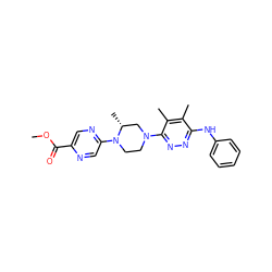 COC(=O)c1cnc(N2CCN(c3nnc(Nc4ccccc4)c(C)c3C)C[C@H]2C)cn1 ZINC000117253802