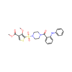 COC(=O)c1csc(S(=O)(=O)N2CCN(C(=O)c3ccccc3Nc3ccccc3)CC2)c1OC ZINC000013864316