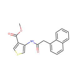 COC(=O)c1cscc1NC(=O)Cc1cccc2ccccc12 ZINC000064560665