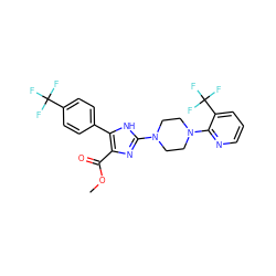 COC(=O)c1nc(N2CCN(c3ncccc3C(F)(F)F)CC2)[nH]c1-c1ccc(C(F)(F)F)cc1 ZINC000028953855