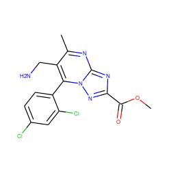 COC(=O)c1nc2nc(C)c(CN)c(-c3ccc(Cl)cc3Cl)n2n1 ZINC000058511723