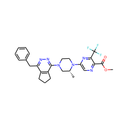 COC(=O)c1ncc(N2CCN(c3nnc(Cc4ccccc4)c4c3CCC4)C[C@H]2C)nc1C(F)(F)F ZINC000201147253