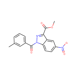 COC(=O)c1nn(C(=O)c2cccc(C)c2)c2ccc([N+](=O)[O-])cc12 ZINC000096273860