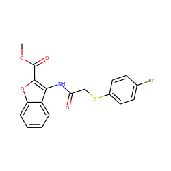 COC(=O)c1oc2ccccc2c1NC(=O)CSc1ccc(Br)cc1 ZINC000043204003