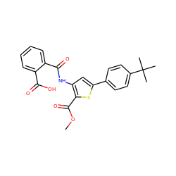 COC(=O)c1sc(-c2ccc(C(C)(C)C)cc2)cc1NC(=O)c1ccccc1C(=O)O ZINC000012340412