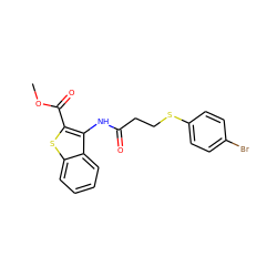 COC(=O)c1sc2ccccc2c1NC(=O)CCSc1ccc(Br)cc1 ZINC000059256238