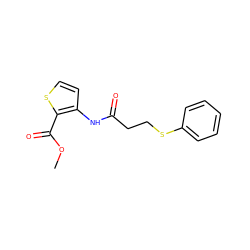 COC(=O)c1sccc1NC(=O)CCSc1ccccc1 ZINC000035163696