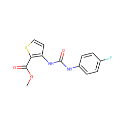 COC(=O)c1sccc1NC(=O)Nc1ccc(F)cc1 ZINC000006179747