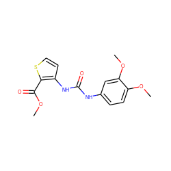 COC(=O)c1sccc1NC(=O)Nc1ccc(OC)c(OC)c1 ZINC000000612062