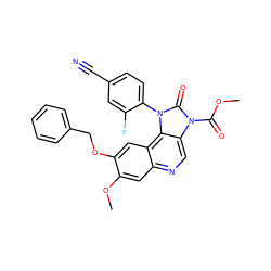 COC(=O)n1c(=O)n(-c2ccc(C#N)cc2F)c2c3cc(OCc4ccccc4)c(OC)cc3ncc21 ZINC000113414867