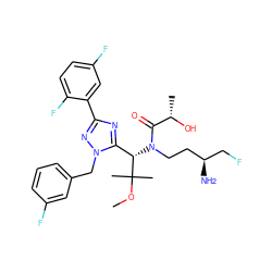 COC(C)(C)[C@H](c1nc(-c2cc(F)ccc2F)nn1Cc1cccc(F)c1)N(CC[C@H](N)CF)C(=O)[C@H](C)O ZINC000144554340