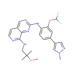 COC(C)(C)CNc1nccc2cnc(Nc3ccc(-c4cnn(C)c4)cc3OC(F)F)nc12 ZINC000224112652