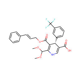 COC(OC)C1=C(C(=O)OC/C=C/c2ccccc2)[C@H](c2cccc(C(F)(F)F)c2)C(C(=O)O)=CN1 ZINC000084654928