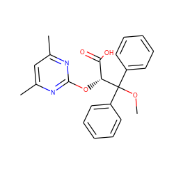 COC(c1ccccc1)(c1ccccc1)[C@H](Oc1nc(C)cc(C)n1)C(=O)O ZINC000000538627