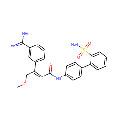 COC/C(=C/C(=O)Nc1ccc(-c2ccccc2S(N)(=O)=O)cc1)c1cccc(C(=N)N)c1 ZINC000013442355