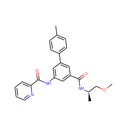 COC[C@@H](C)NC(=O)c1cc(NC(=O)c2ccccn2)cc(-c2ccc(C)cc2)c1 ZINC000142610734