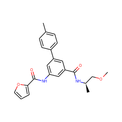 COC[C@@H](C)NC(=O)c1cc(NC(=O)c2ccco2)cc(-c2ccc(C)cc2)c1 ZINC000142608394