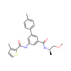 COC[C@@H](C)NC(=O)c1cc(NC(=O)c2sccc2C)cc(-c2ccc(C)cc2)c1 ZINC000142622191