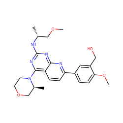 COC[C@@H](C)Nc1nc(N2CCOC[C@@H]2C)c2ccc(-c3ccc(OC)c(CO)c3)nc2n1 ZINC000095588135