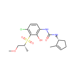 COC[C@@H](C)S(=O)(=O)c1c(Cl)ccc(NC(=O)N[C@@H]2CCC=C2C)c1O ZINC001772655370