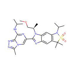 COC[C@@H](C)n1c(-c2cn3c(C)nnc3c(NC(C)C)n2)nc2cc3c(cc21)N(C(C)C)S(=O)(=O)C3(C)C ZINC001772605589