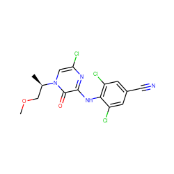 COC[C@@H](C)n1cc(Cl)nc(Nc2c(Cl)cc(C#N)cc2Cl)c1=O ZINC000042921637