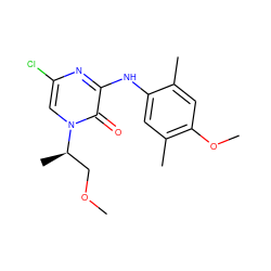 COC[C@@H](C)n1cc(Cl)nc(Nc2cc(C)c(OC)cc2C)c1=O ZINC000043020270