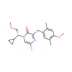 COC[C@@H](C1CC1)n1cc(Cl)nc(Nc2cc(C)c(OC)cc2C)c1=O ZINC000042922989