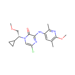 COC[C@@H](C1CC1)n1cc(Cl)nc(Nc2cc(C)c(OC)nc2C)c1=O ZINC000045299236