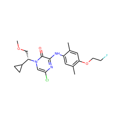 COC[C@@H](C1CC1)n1cc(Cl)nc(Nc2cc(C)c(OCCF)cc2C)c1=O ZINC000095554720