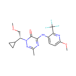 COC[C@@H](C1CC1)n1nc(C)nc(Nc2ccc(OC)nc2C(F)(F)F)c1=O ZINC000049036433