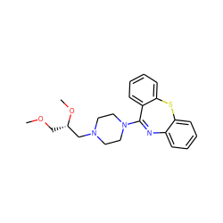 COC[C@@H](CN1CCN(C2=Nc3ccccc3Sc3ccccc32)CC1)OC ZINC000013861680